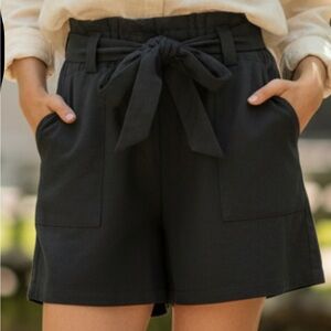 Elegant Black High Waist Women's Shorts